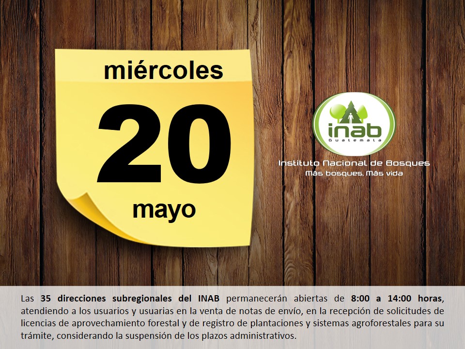 INAB Guatemala - 👷🏻👷🏻‍♀️💚🇬🇹🌲🌳 Este miércoles 20 de mayo de... | Facebook