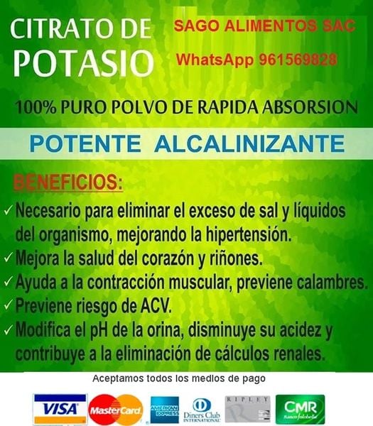 Sago Alimentos SAC - ¿Que es el Citrato de Potasio?. El citrato ...