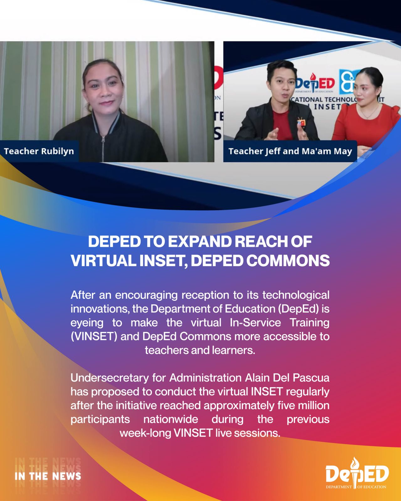 DepEd - DepEd to expand reach of virtual INSET, DepEd Commons After an ...