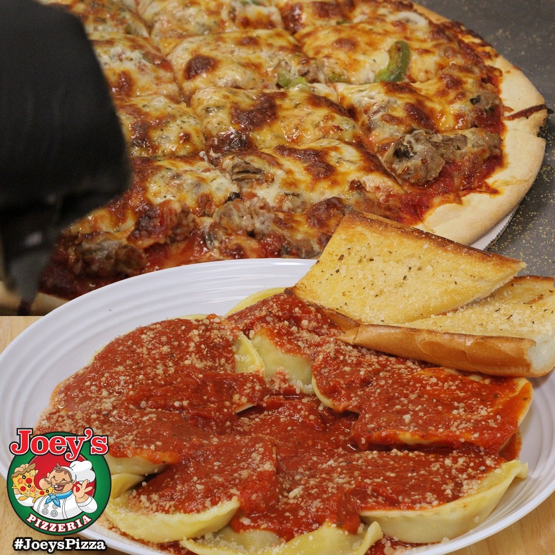 Joey's Red Hots - Sausage & Pepper Ravioli with Garlic Bread and a ...