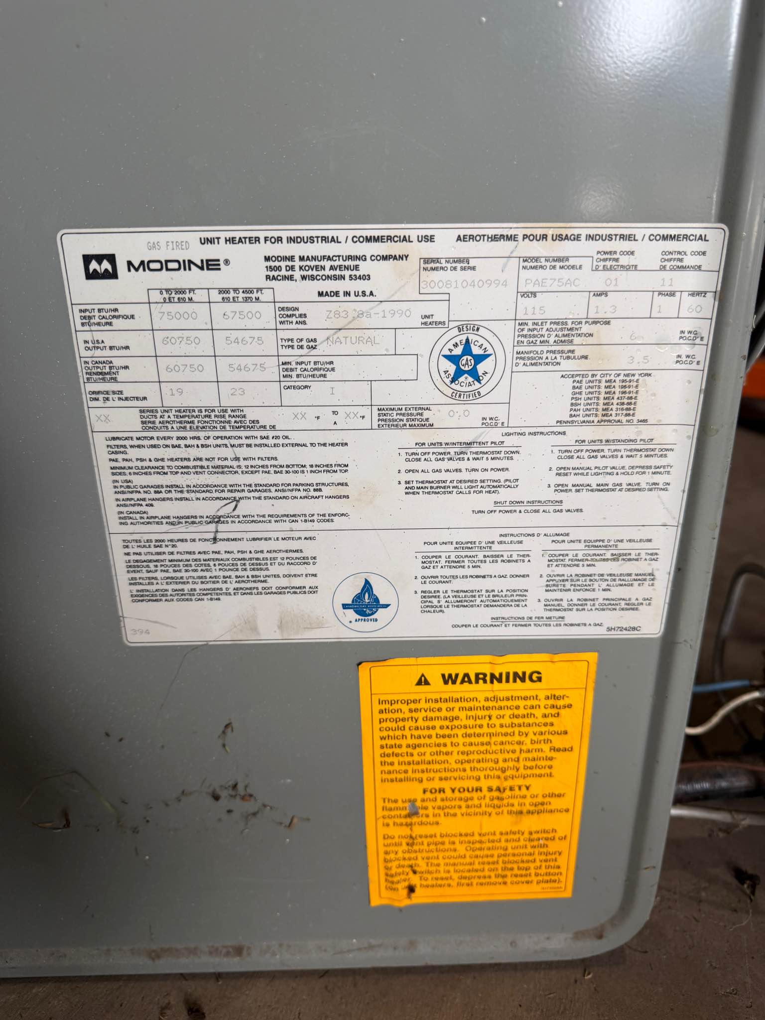 Modine Industrial Garage Heater - Space Heaters - Waunakee, Wisconsin ...