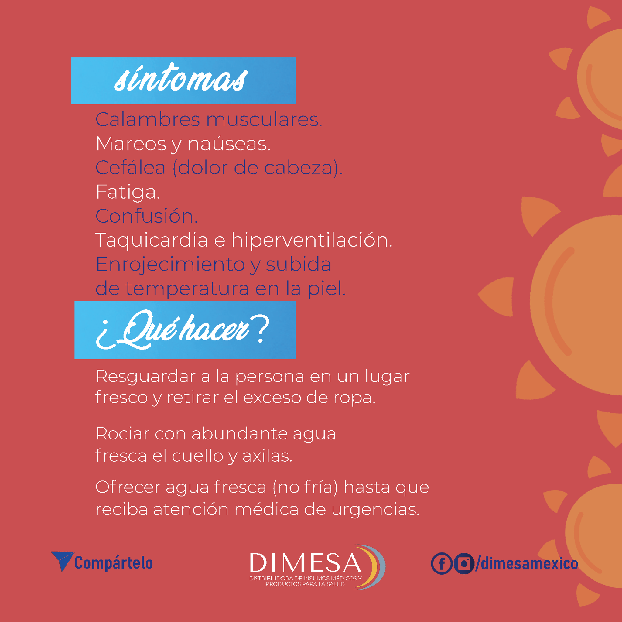 Dimesa - 🔥☀️El golpe de #calor o hipertermia ocurre cuando... | Facebook
