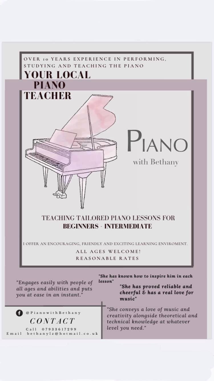 Piano lessons with Bethany