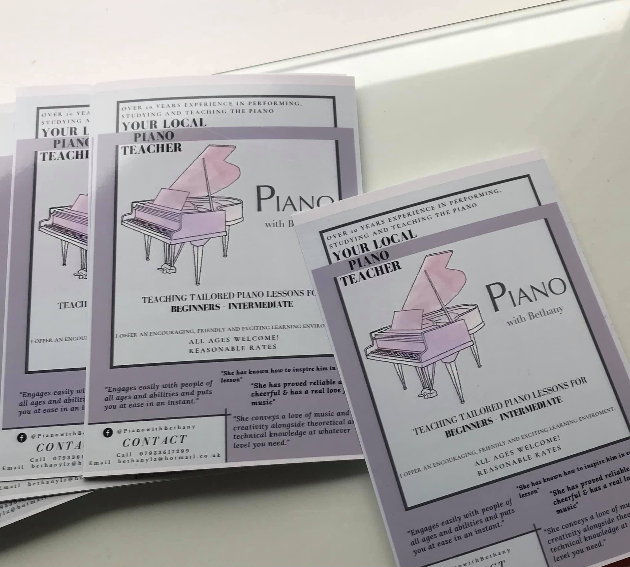 Piano lessons with Bethany
