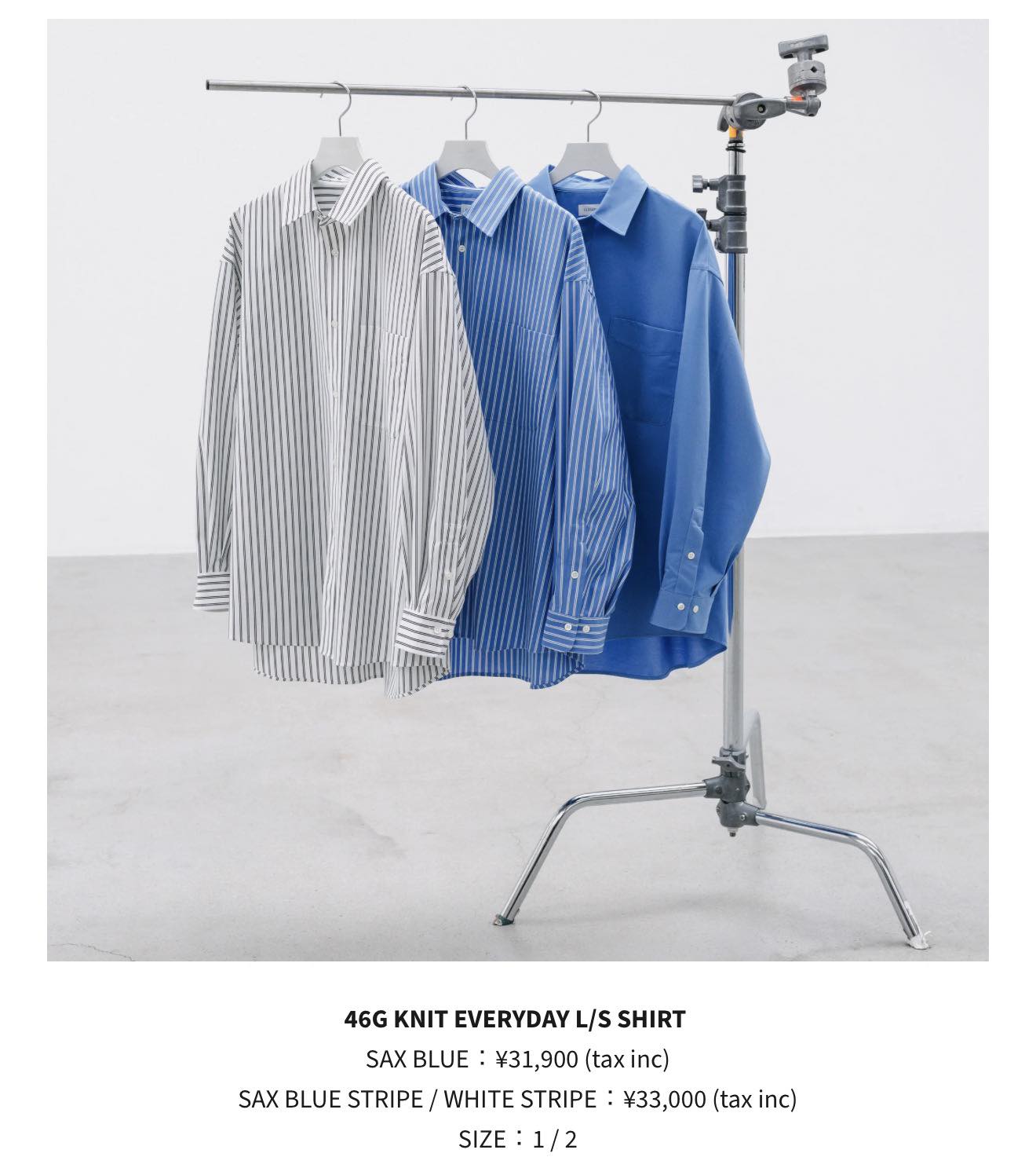 Clesste 46G KNIT EVERYDAY L/S SHIRT 價格：6980（素色）7280（線條 