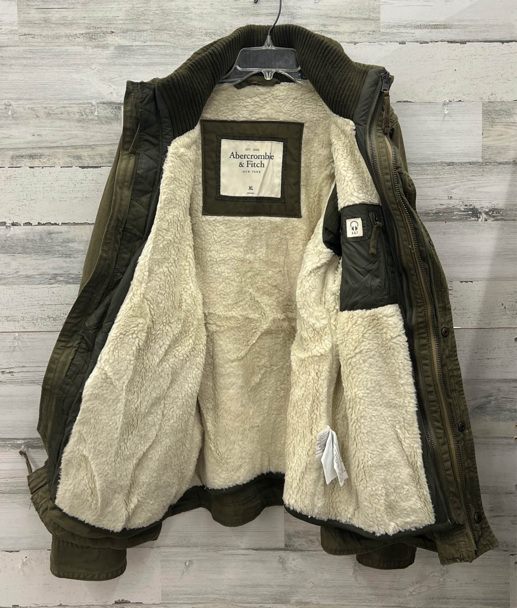 VTG Abercrombie & Fitch M-65 Military Jacket Mens XL Sherpa Lined 