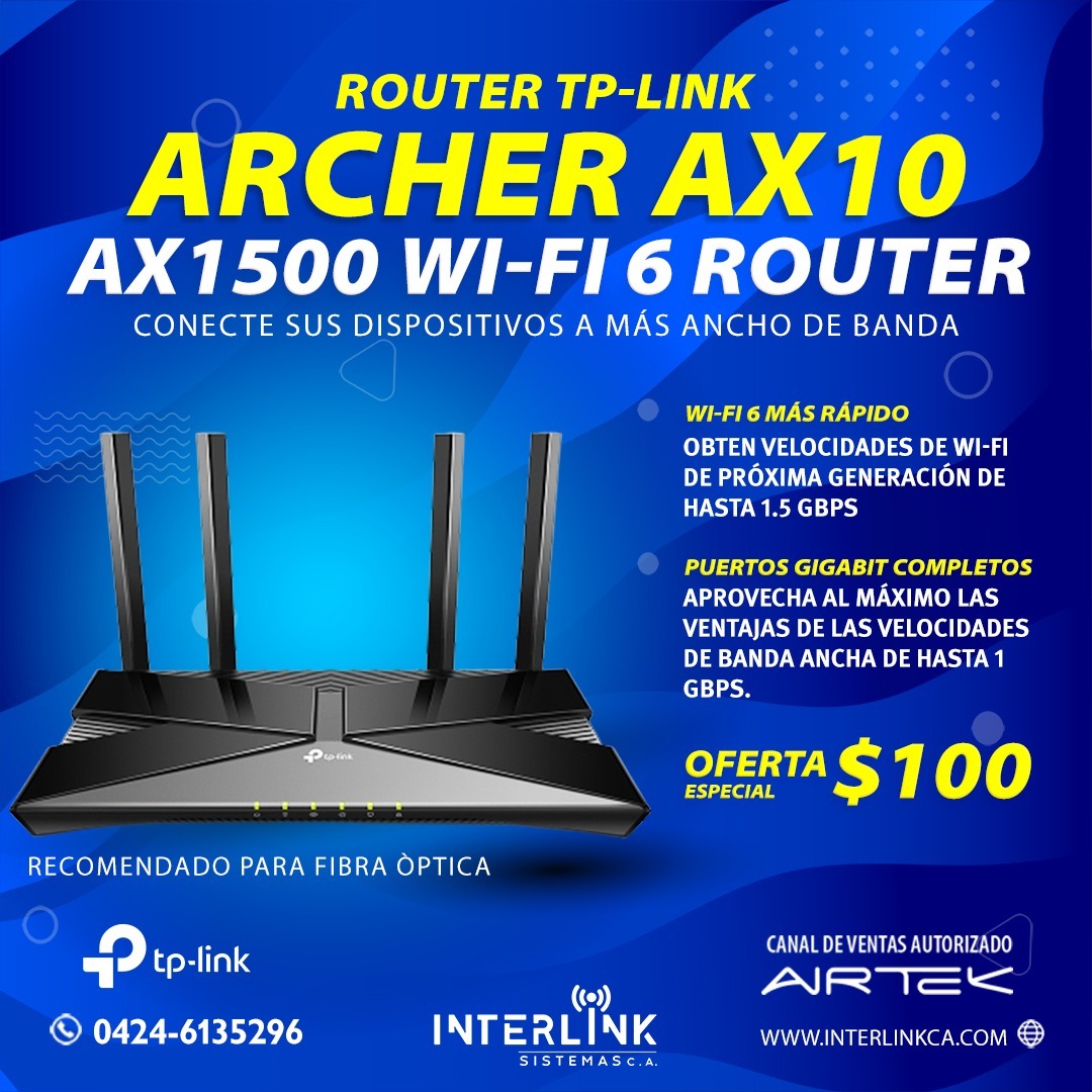Router Tp Link Archer AX10 AX1500... - Interlink Sistema | Facebook