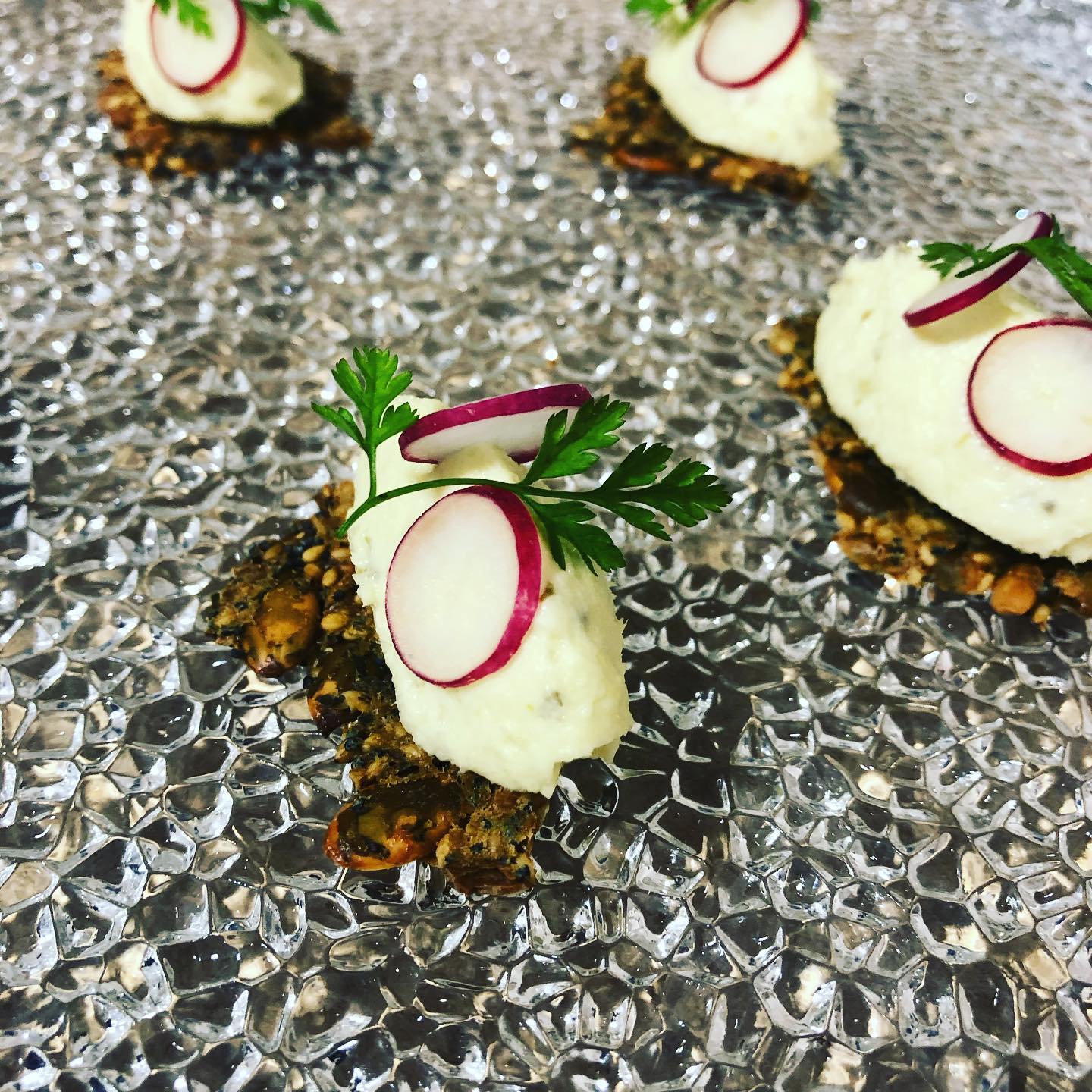 Linseed, salted cod, radish #food... - Chef Matheus Lima