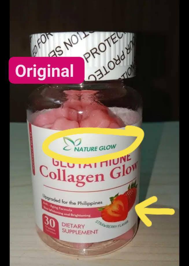 Nature Glow Glutathione Collagen Glow 👍Para aware kayo Original Vs Fake pag masyado mura mag taka kana at pag clear pink color yun gummies that means fake ang nabili mo. 🧸ganyan po