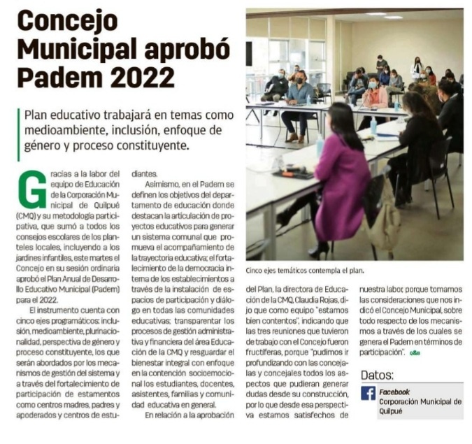 Corporación - #PADEM2022👨🏻‍🏫Esta semana el Concejo Municipal aprobó el ...