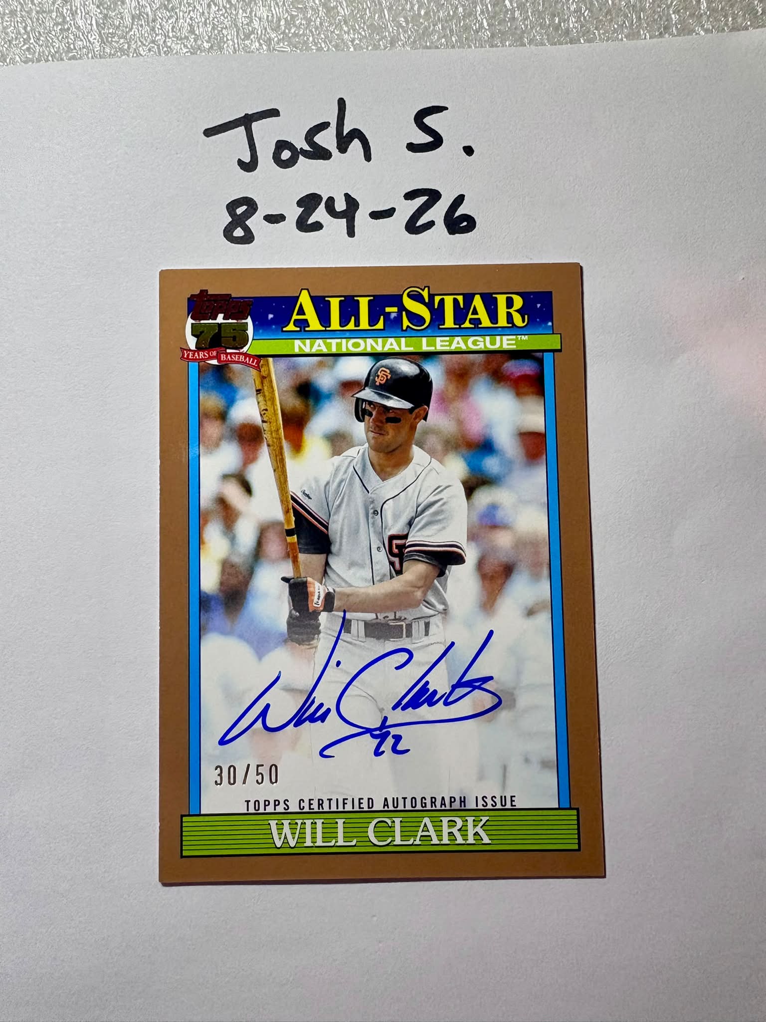 1991 All-Star Will Clark autograph card for sale