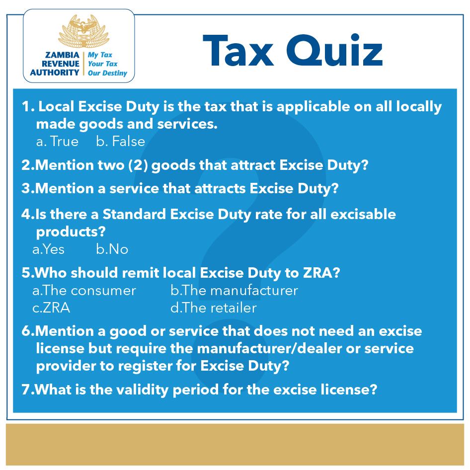 Zambia - Here are the answers to last week's Tax Quiz. The quiz ...
