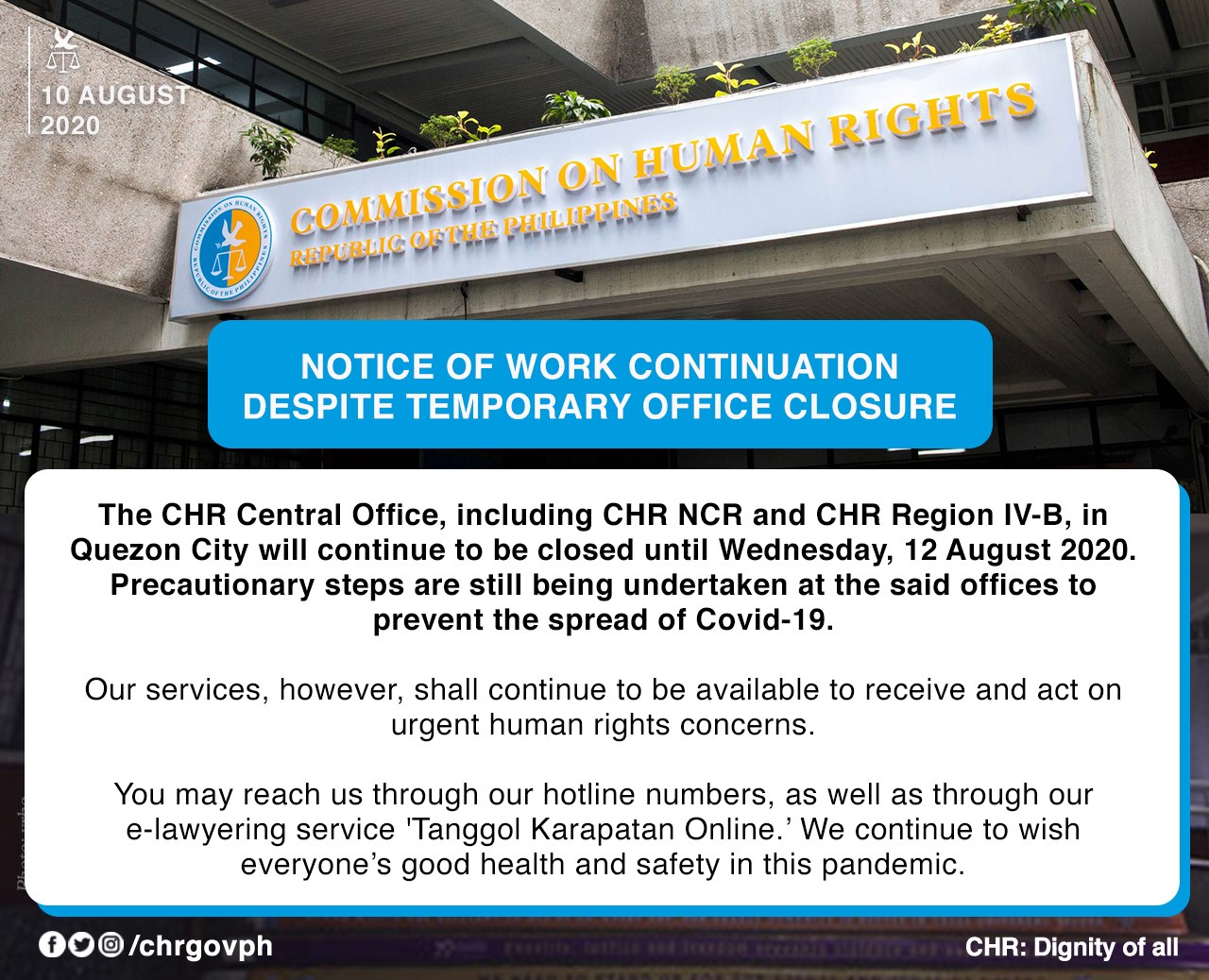 NOTICE OF... - Commission on Human Rights of the Philippines | Facebook