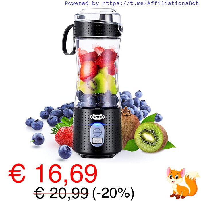 Frullatore Portatile USB 380ml - Bottiglia Spremiagrumi Ricaricabile Verde - Foto 2