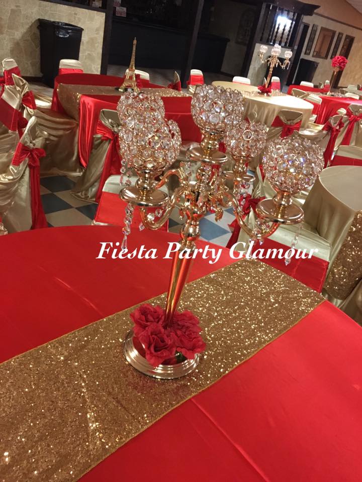 Red And Gold Quinceanera Centerpieces
