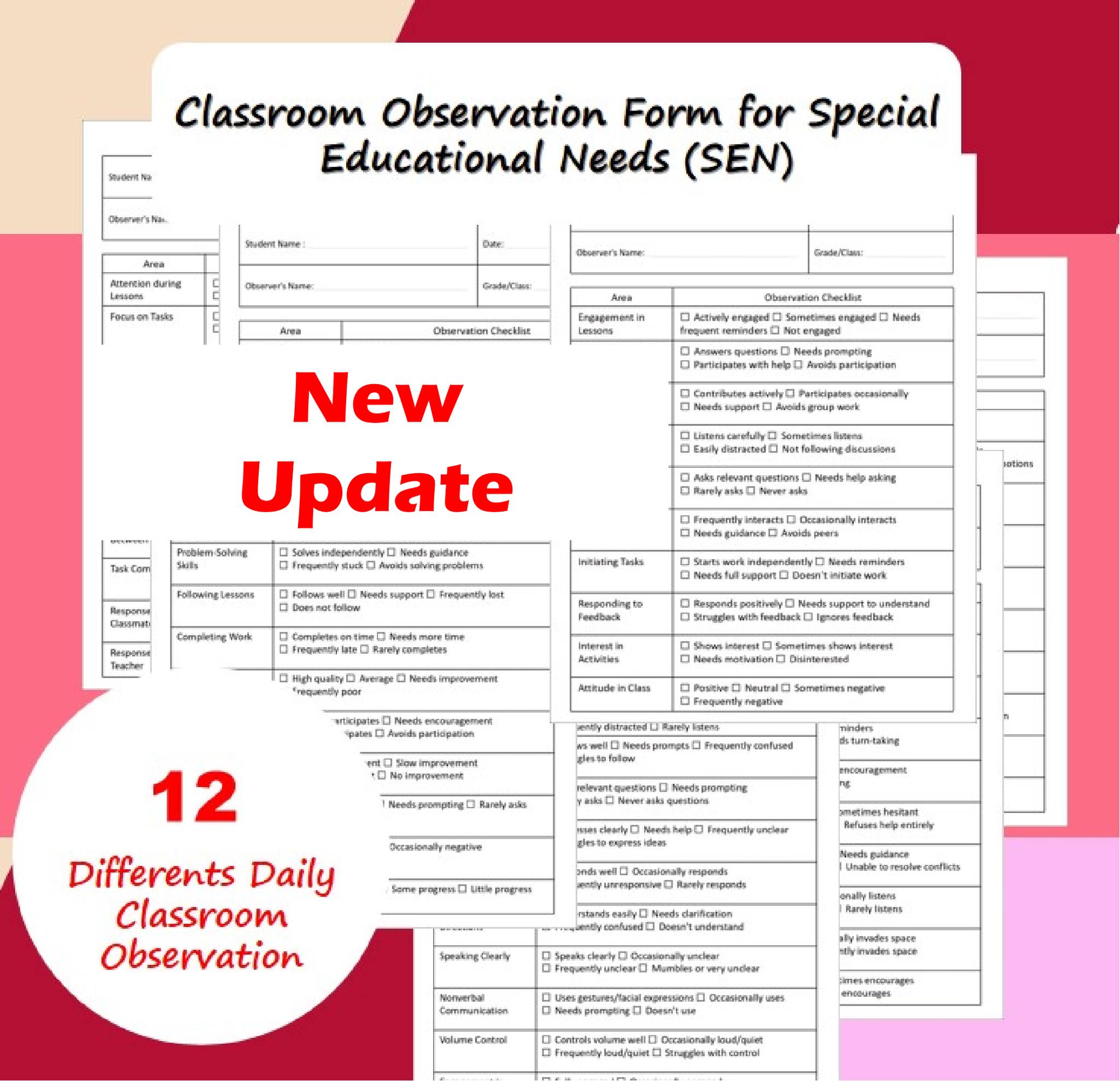 Special Education Community | # Classroom Observation Form for Special ...
