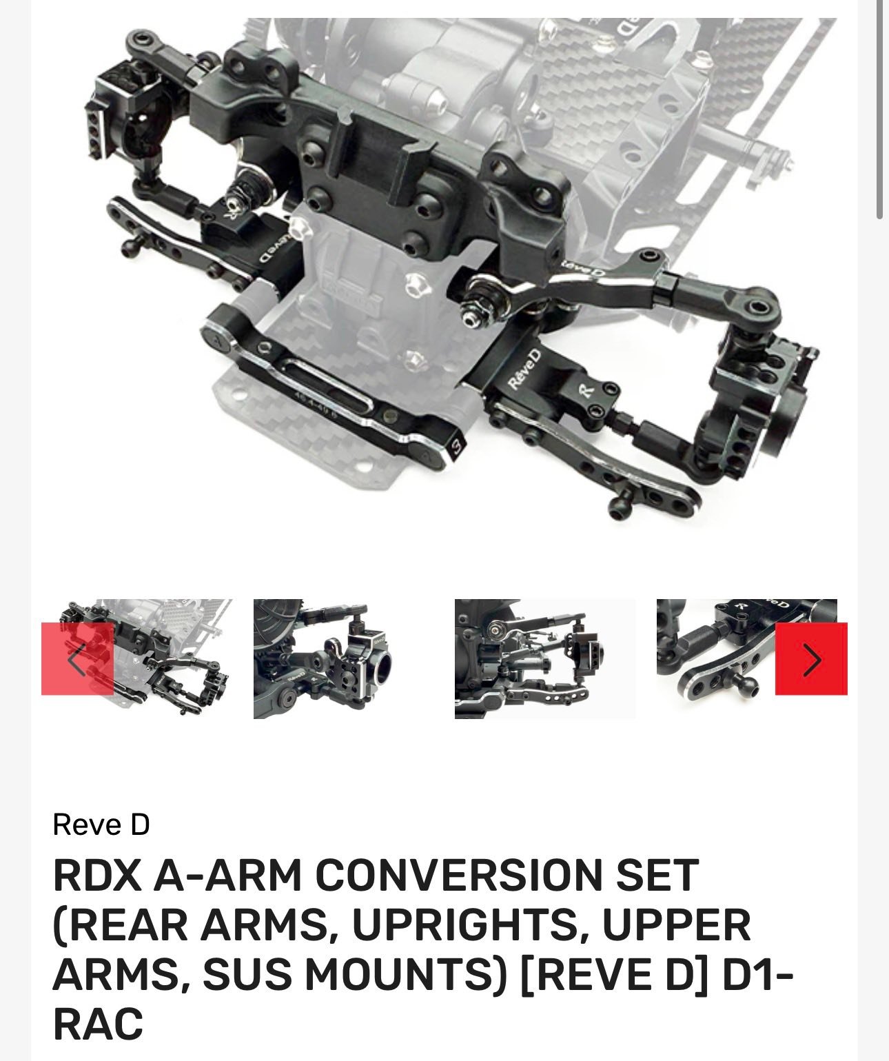 Is there a setup sheet for Reve D rear a-arm on their website?