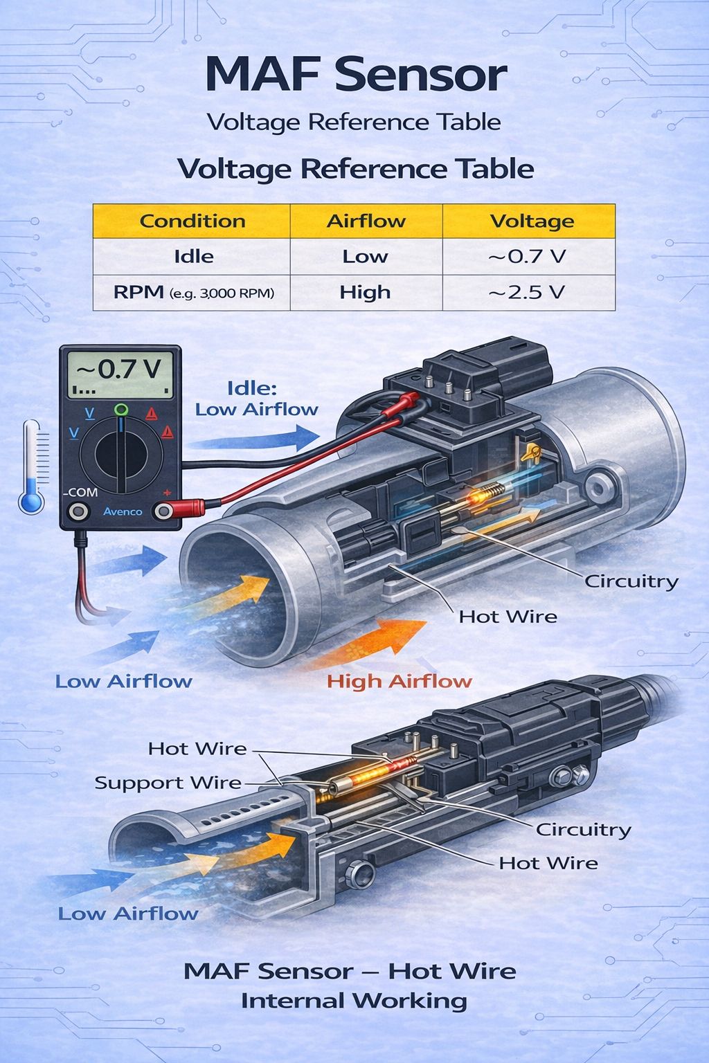 Hashir - The image illustrates the internal workings of a Mass Air Flow ...
