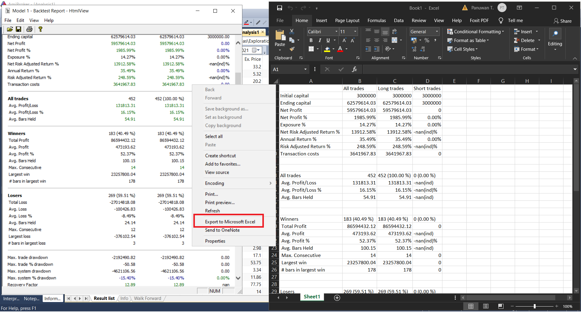 Amibroker - [ Report to Excel ] วิธีการ Report Backtest เป็นไฟล์ Excel ...