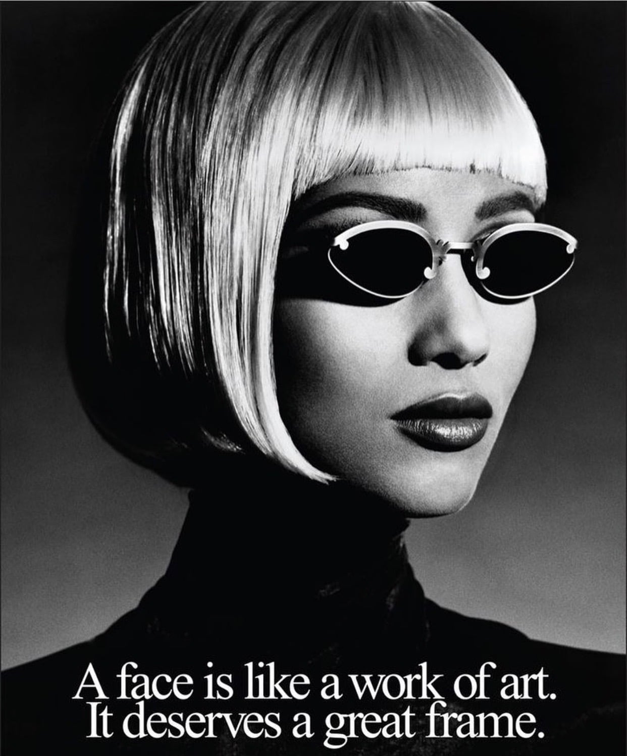 fbf Photo by Greg Gorman 1990 for LA Eyeworks #imanarchive