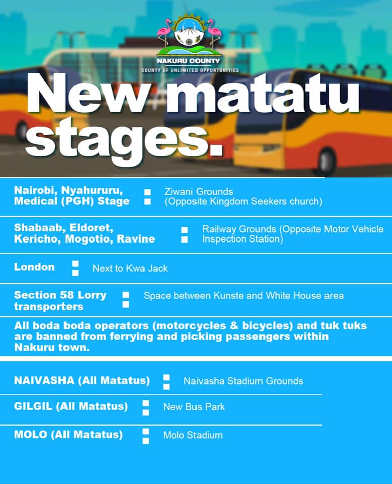 New matatu stages... - Nakuru County Government - Official | Facebook