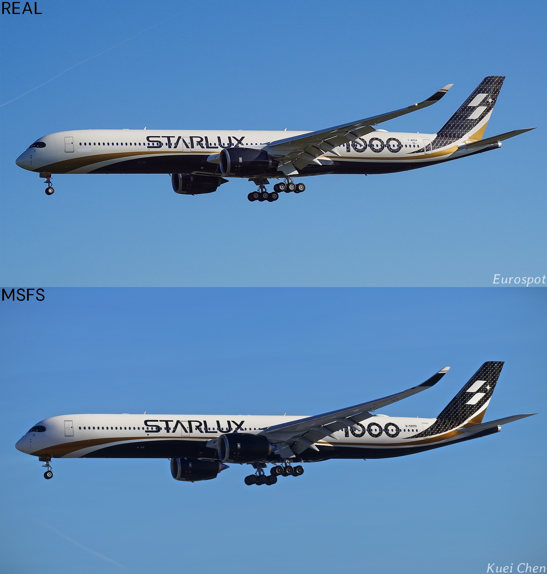 STARLUX B-58551 A350-1000 in MSFS and real life