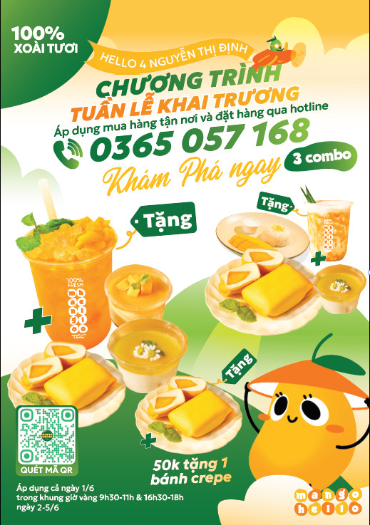 Mango Hello - 🎉 KHAI TRƯƠNG MANGO HELLO NGUYỄN THỊ ĐỊNH -... | Facebook