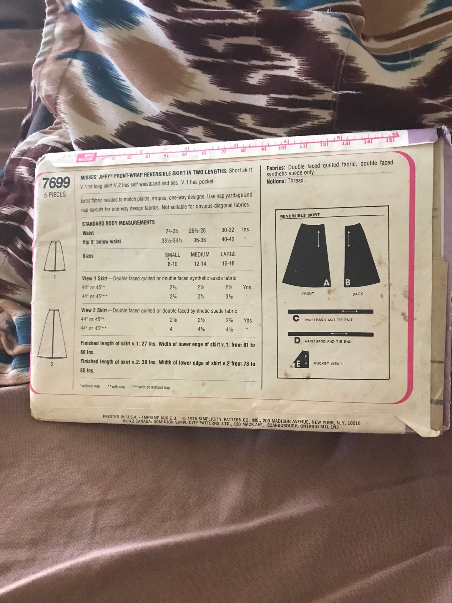 1976 Simplicity pattern 7699 for denim and flannel dresses
