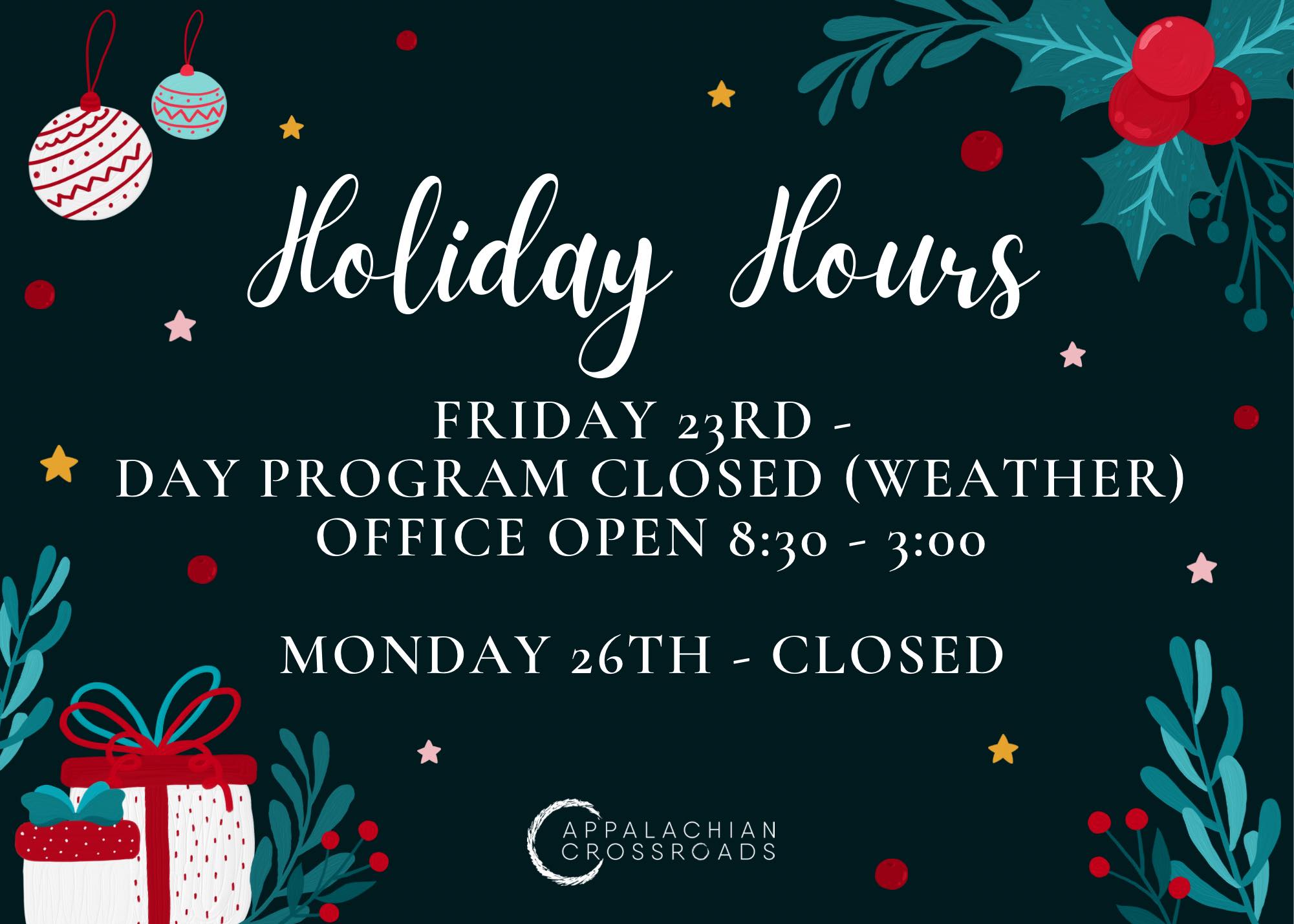 ️ Day Program is closed... - Appalachian Crossroads | Facebook
