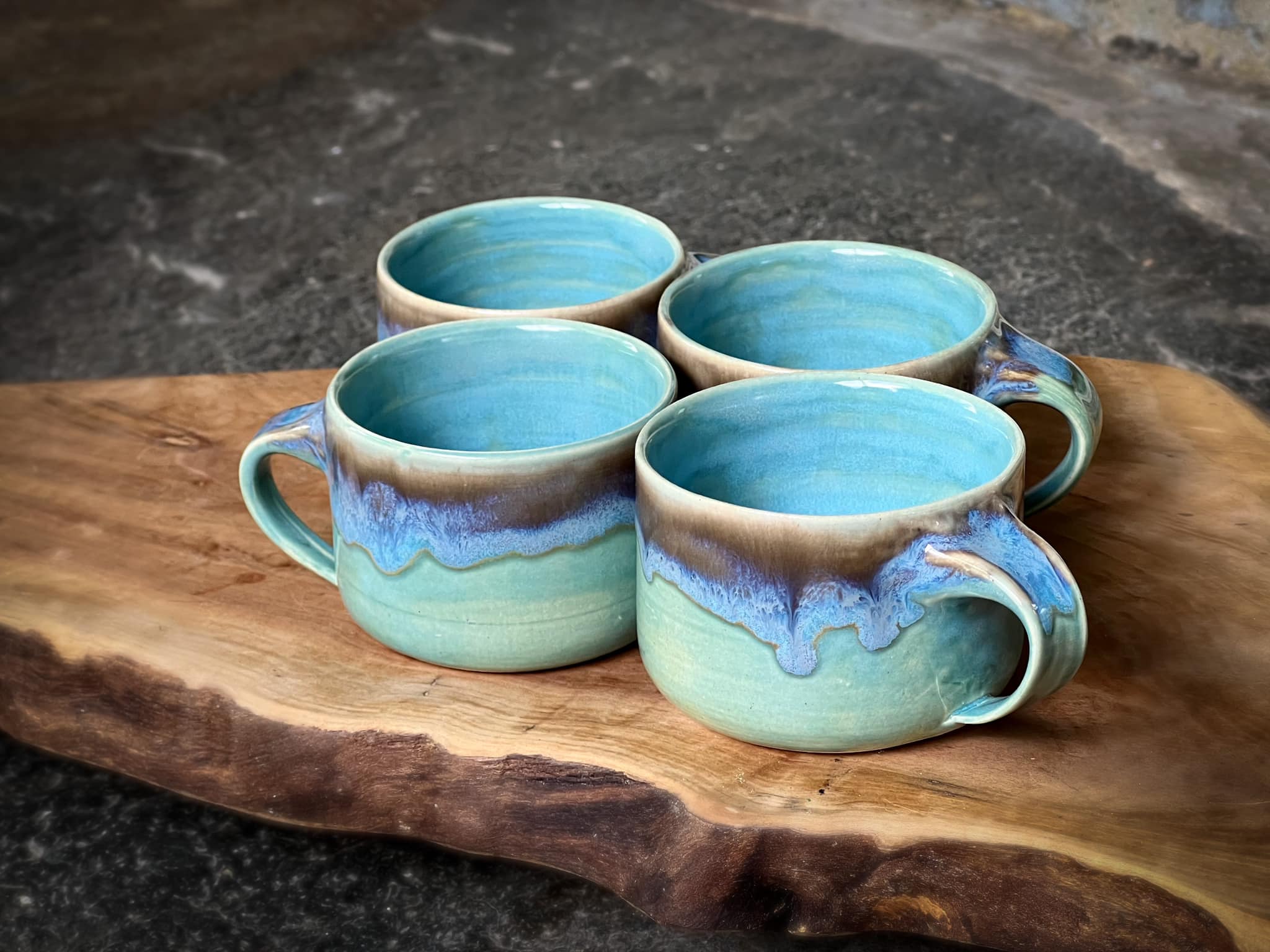 Espresso cup testers in white stoneware with blue interior display picture 1