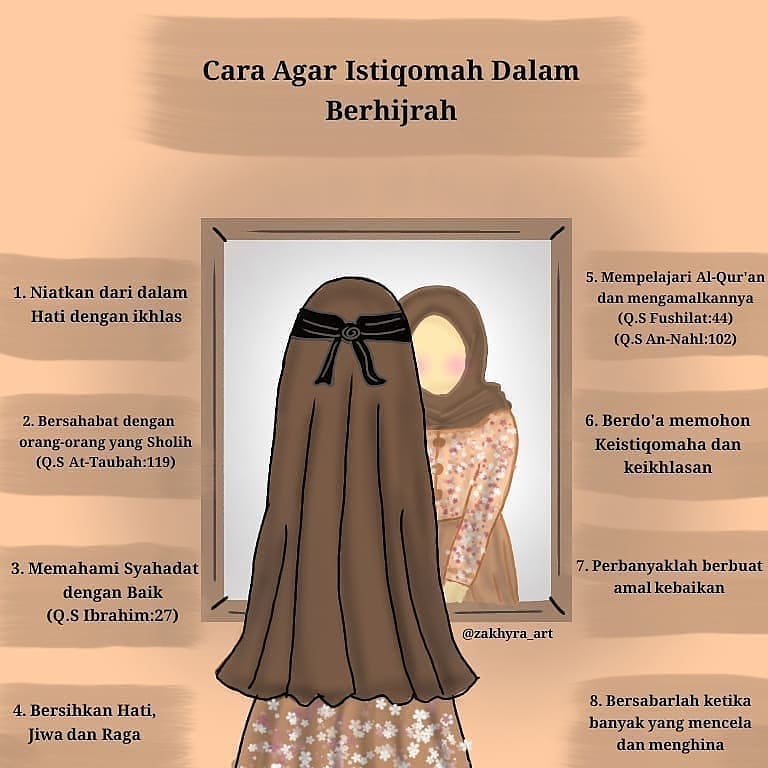 Kartun Muslimah - Cara Agar Istiqomah Dalam Berhijrah✨ . 1. Niatkan Dari Dalam Hati Yang Ikhlas (Niatkan Bahwa Kamu Bisa, Dan Kamu Mau Untuk Mengejar Ridho Allah Swt) 2. Bersahabat Dengan Orang-Orang