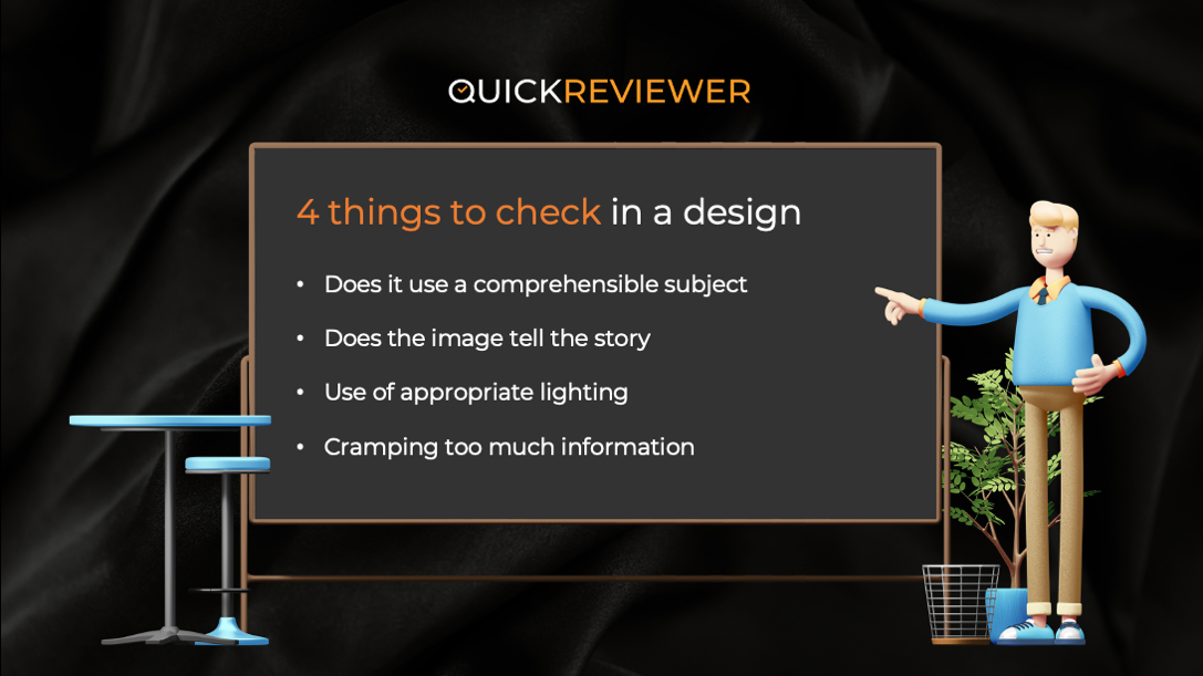 QuickReviewer - 4 Things to Check in Design 👍 Does it use... | Facebook