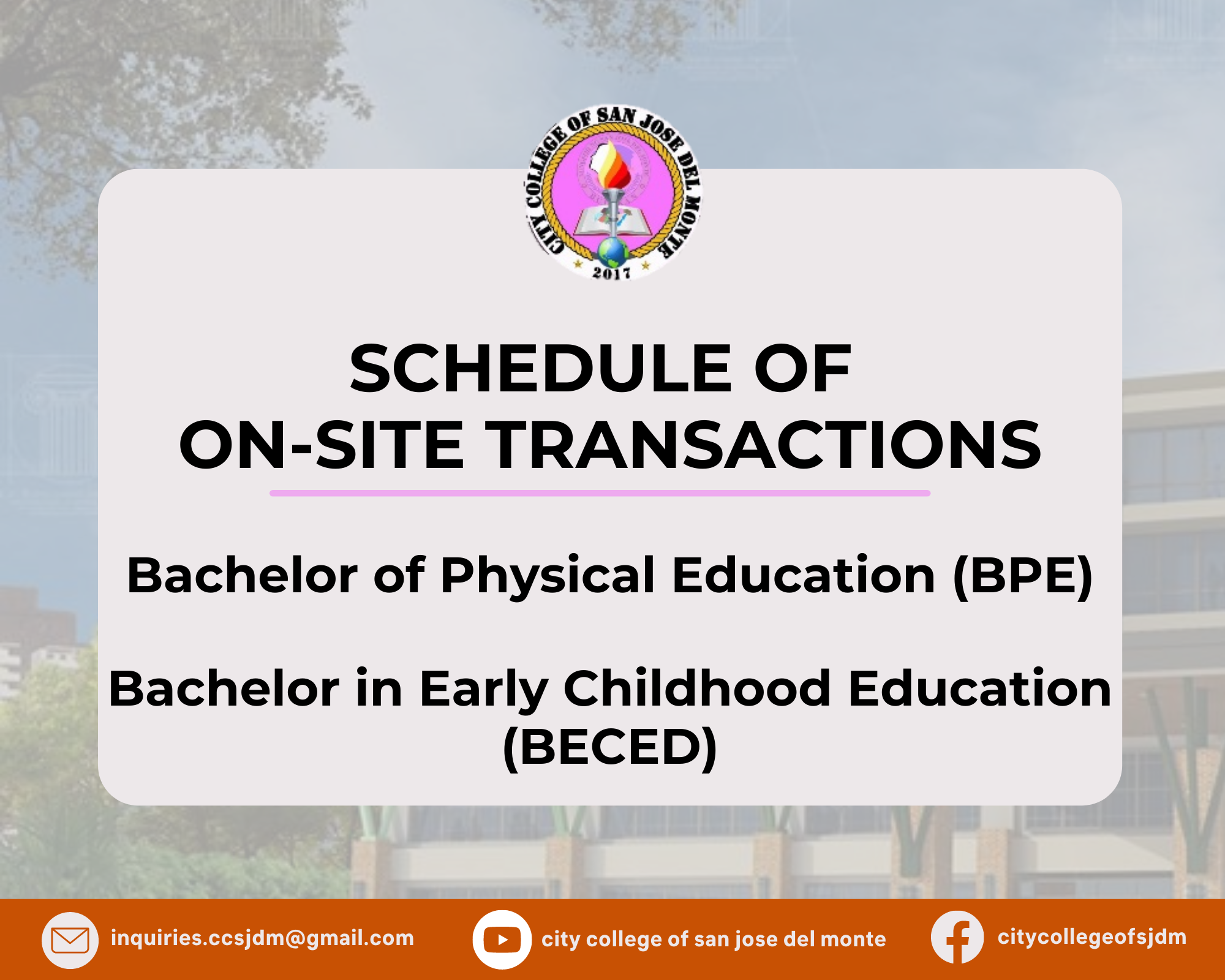 ATTENTION BPE and BECED... - Ccsjdm - Education Society