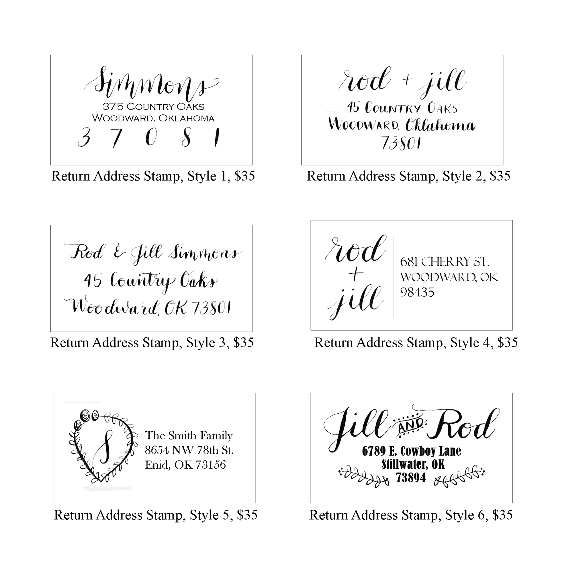 The Letter Box - Custom Calligraphy Return Address Stamps...