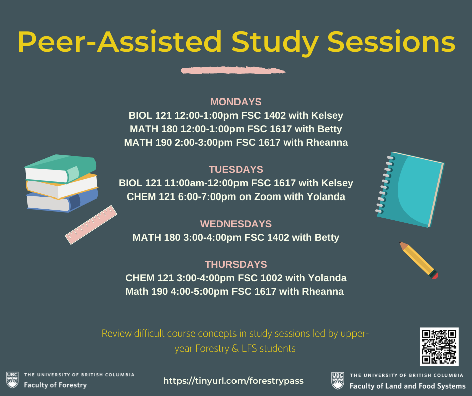 UBC Forestry & LFS Peer Assisted Study Sessions - 📆Mark your calendars ...