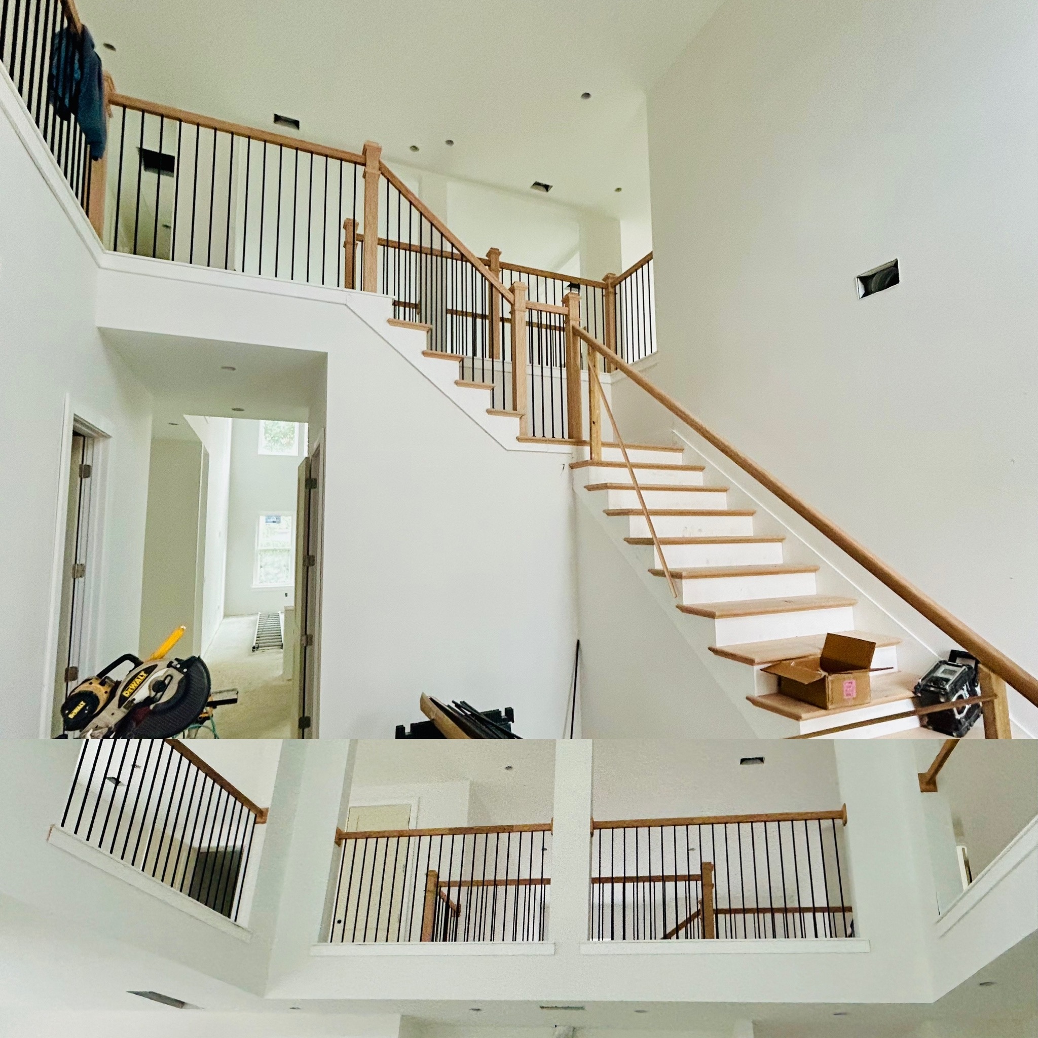 Stairs and railing are going in for... - Adele Designer Homes