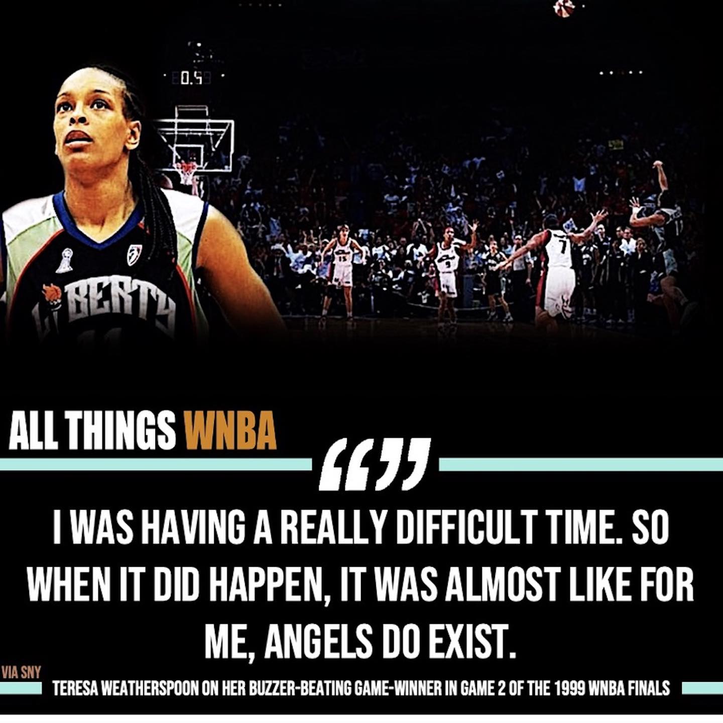 THE SHOT. ? On this day in 1999, Teresa Weatherspoon heaved a 50 