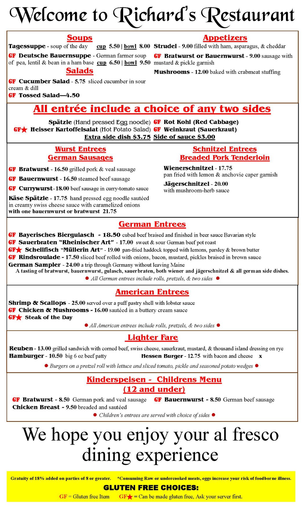 Here is our new menu. All available... - Richard's Restaurant | Facebook