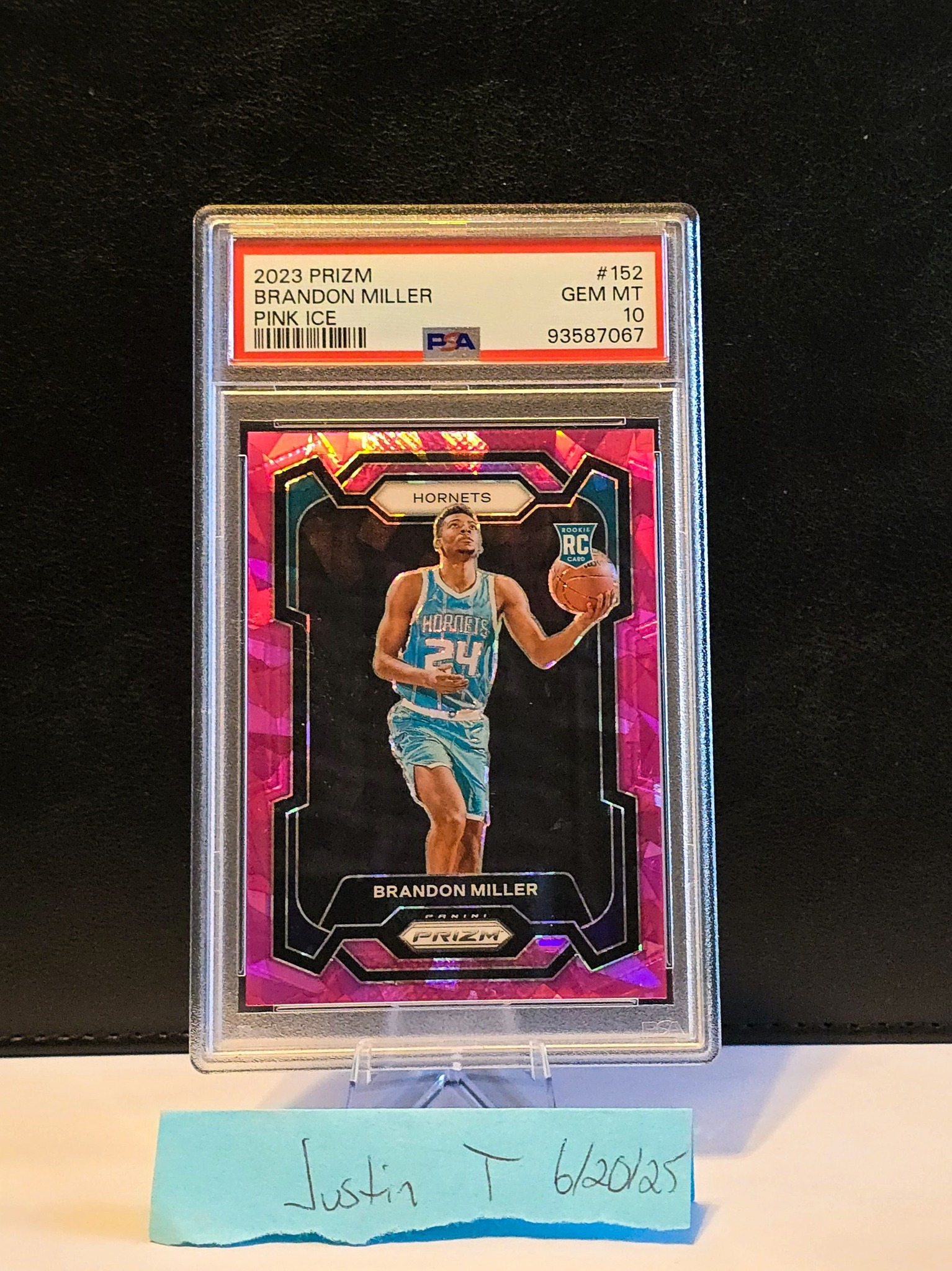 2023-24 Panini Prizm Brandon Miller pink ice rookie card PSA 10