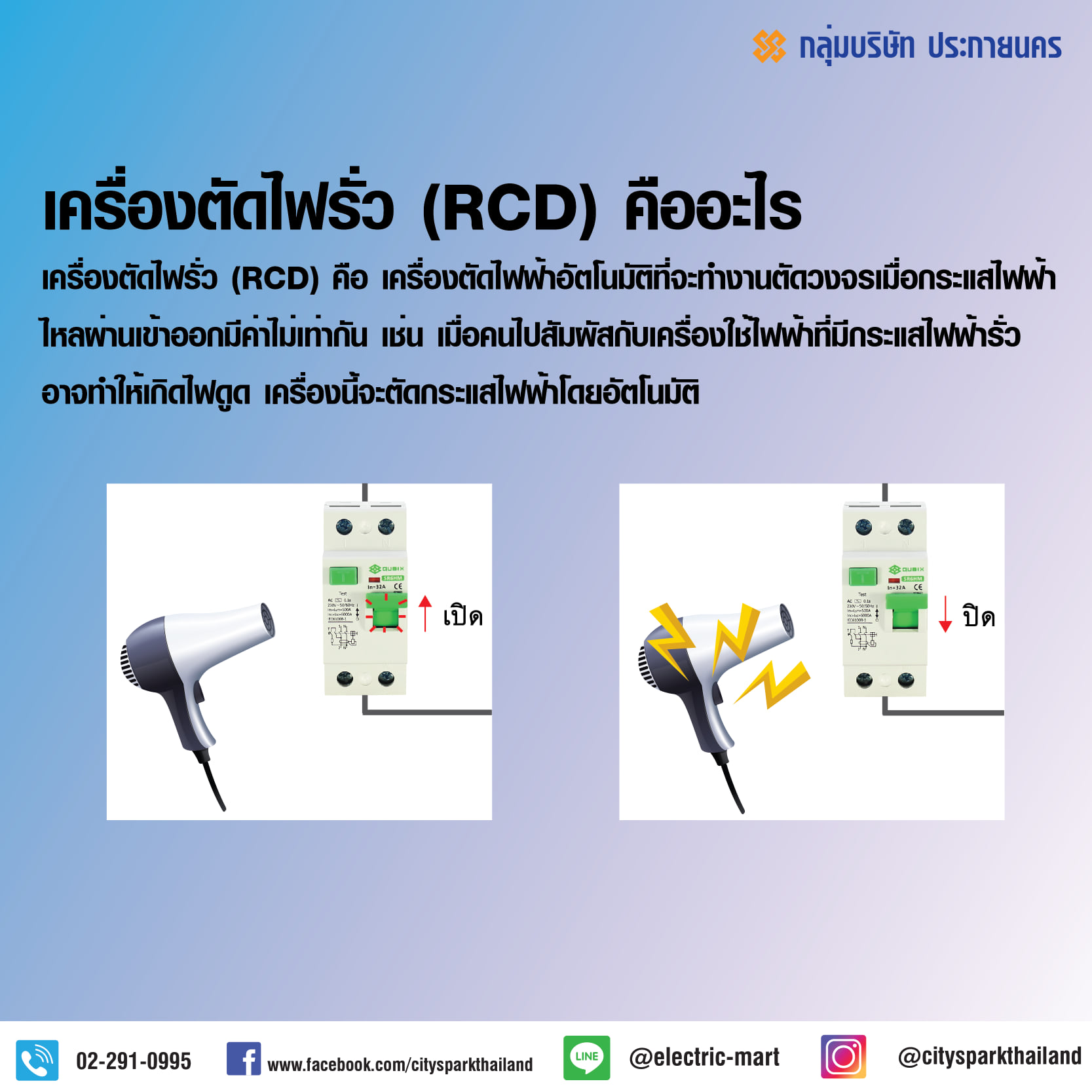 ⚡เครื่องตัดไฟรั่ว (RCD)... - บริษัท ประกายนคร อิเลคทริค จำกัด