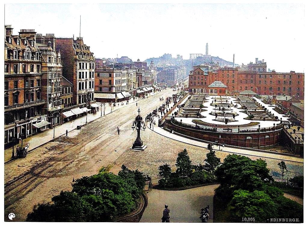 Princess Street and Calton Hill, Edinburgh, Scotland. Between ca