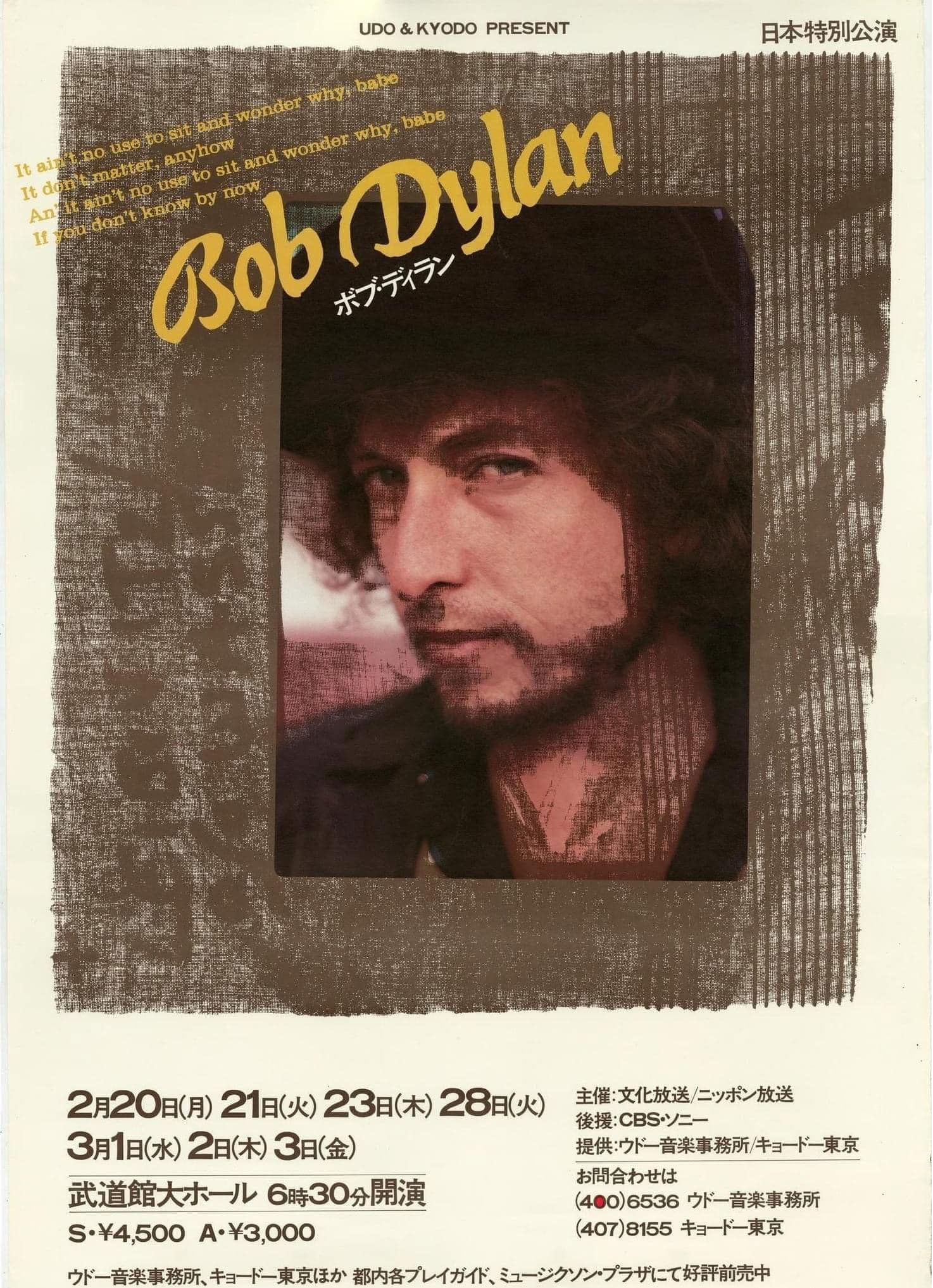 Bob Dylan live at Budokan in Japan