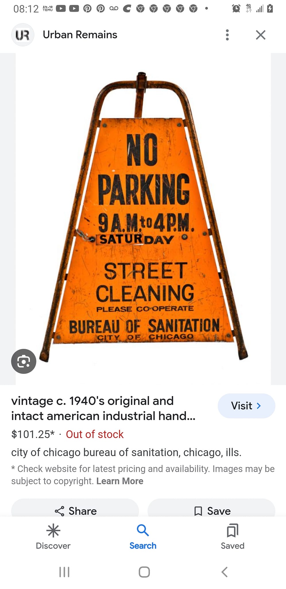 Common street sweeping sign in the 60's then replaced by the