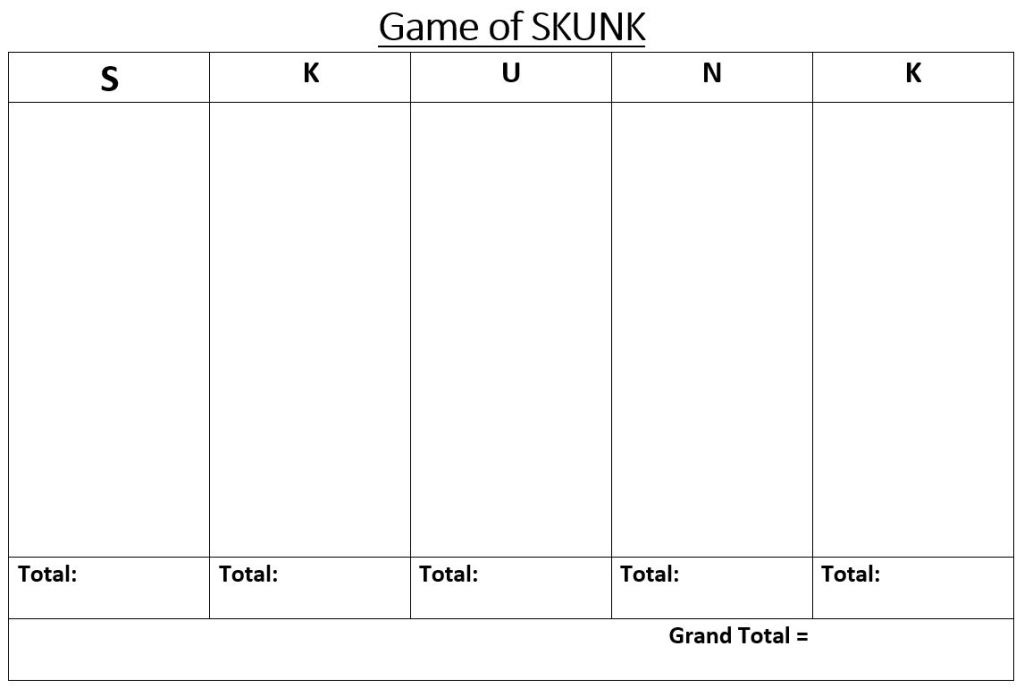 E.S. - Challenge of the week: SKUNK Math Game! SKUNK is a math game ...