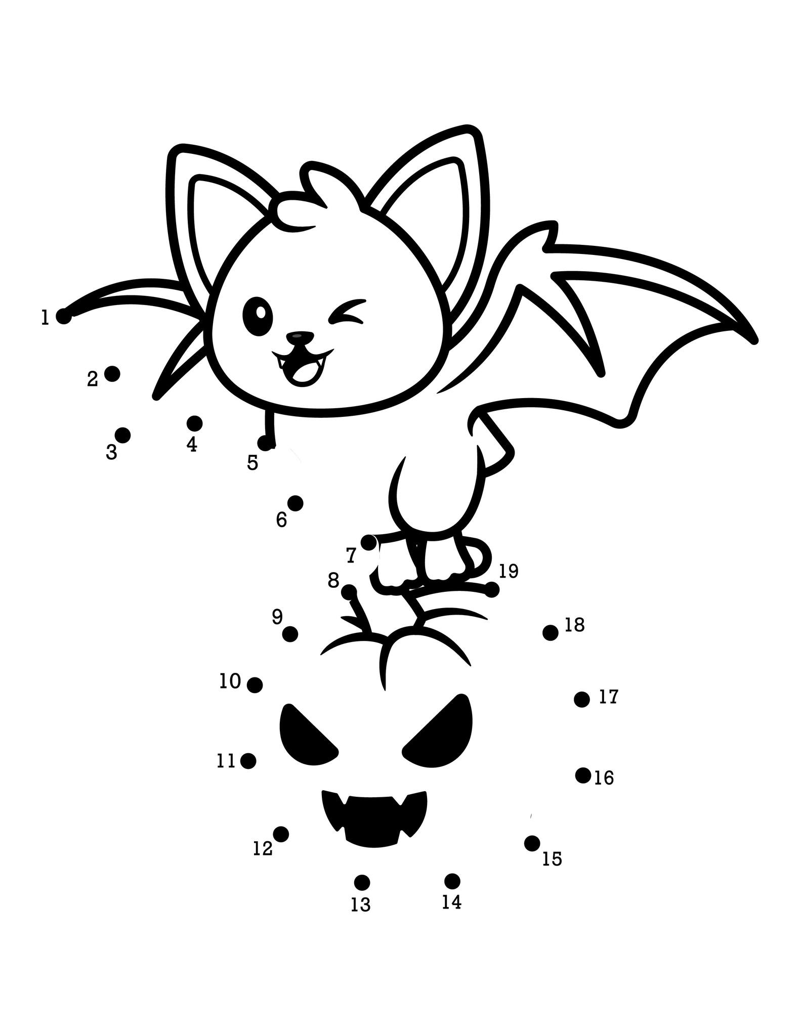 Halloween Dot To Dot... - Worksheets For Kindergarten PDF