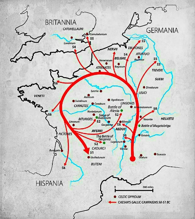 A map showing Caesar's eight year... - Dan's Roman History