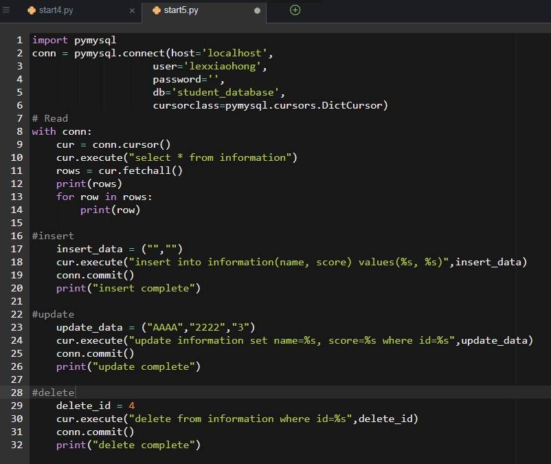 CRUD ด้วย pymysql สิ่งที่ได้... - Python for beginner