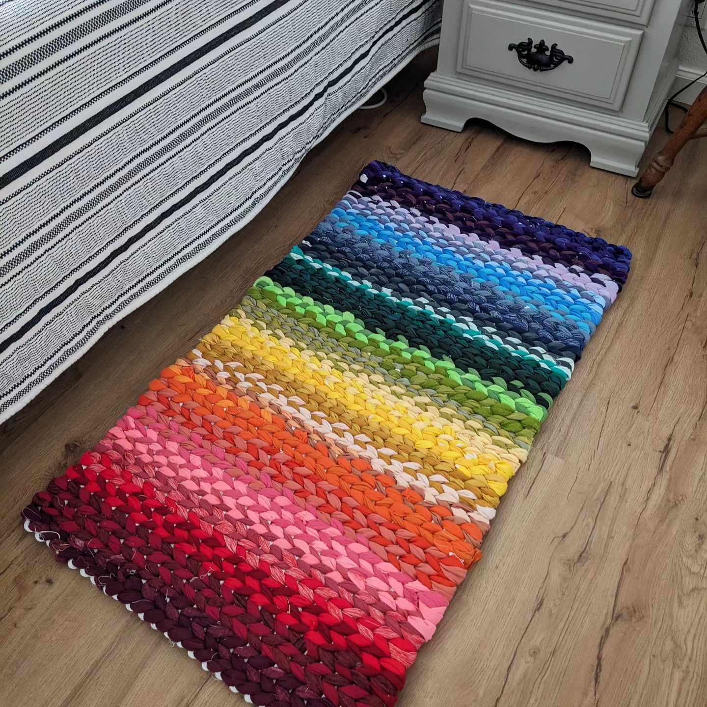 Dancing - Rainbow matches everything! I love making a scrappy rag rug ...