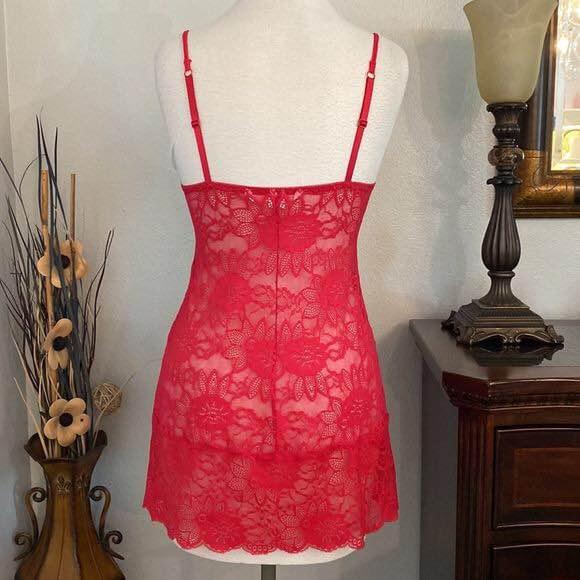 victoria secret red lace dress 1990s Vintage Victoria's Secret Red Lace Bustier Slip Dress  Ariel Yujin