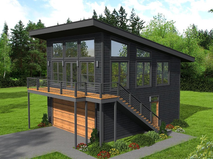Deck Detached Garage Plans With Loft Dynamic Garage